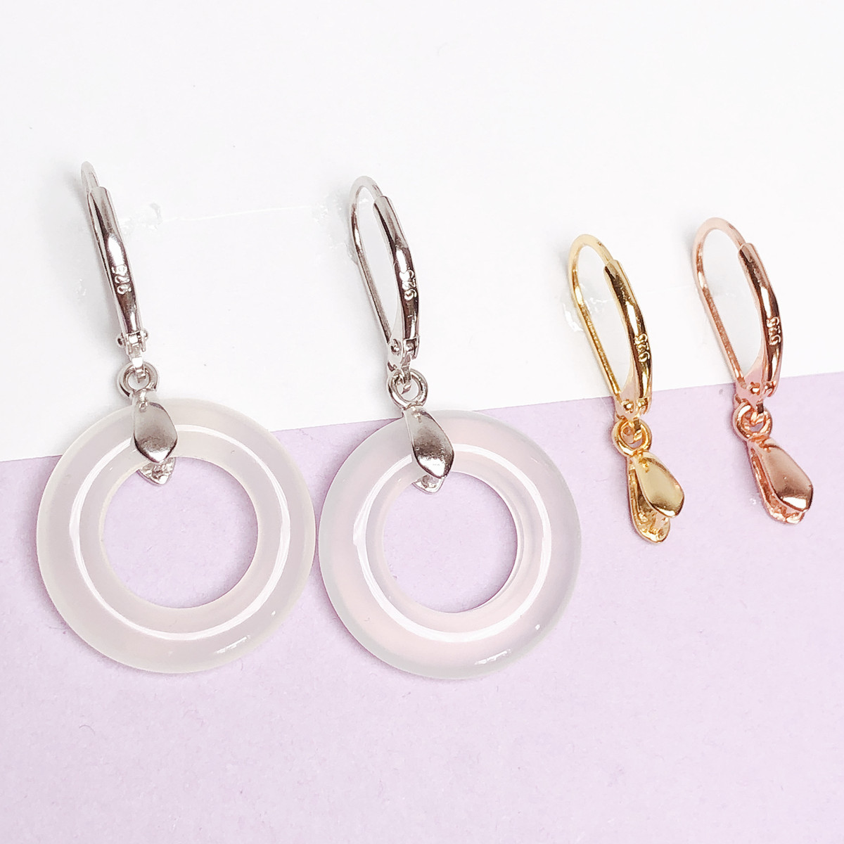 纯银防过敏耳坠DIY手工银耳勾