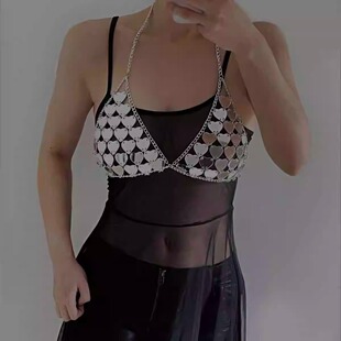 欧美爱心亚克力比基尼爱电音火人节文胸沙滩辣妹iedm挂脖式 项链