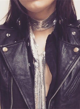 2022速卖通欧美新款酒吧夜店风颈带百搭围脖性感金属亮片围巾653