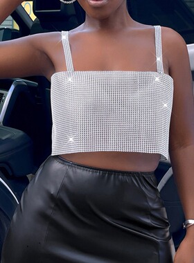 源头厂家亚马逊欧美跨境速卖通性感爆款渔网亮钻吊带背心21094