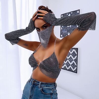 网红欧美蹦迪水钻长袖配饰手套