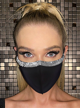 秋冬装饰网红同款闪闪水钻防尘金属防晒透气口罩女高颜值面罩1320