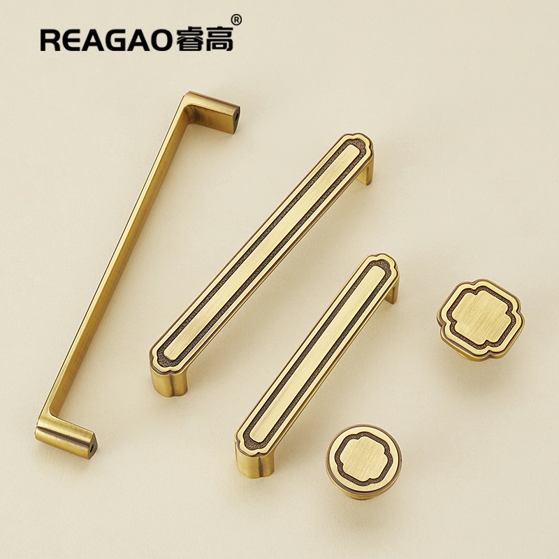 睿高黄铜柜门拉手新中式复古宋式