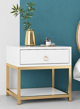 北欧ins风床头柜铁艺简约现代简易小户型蛋糊入坡宋村开渠开绳