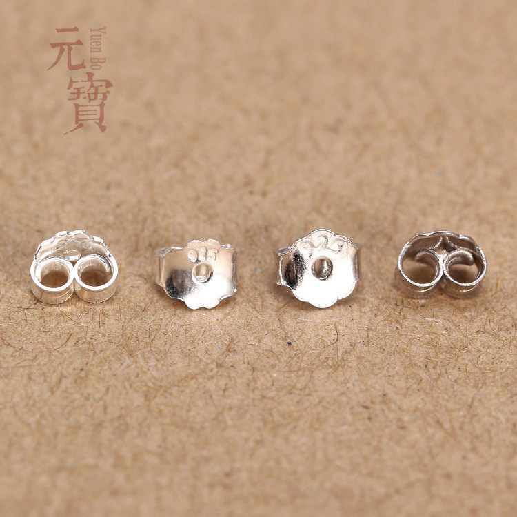 包邮正品S925纯银耳堵耳塞耳背 银耳帽 耳钉托银配件防过敏不变色