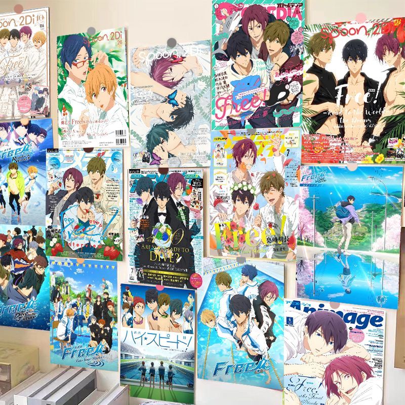 60张Free海报男子游泳部墙贴七濑橘真琴卧室贴墙学生宿舍高清墙纸