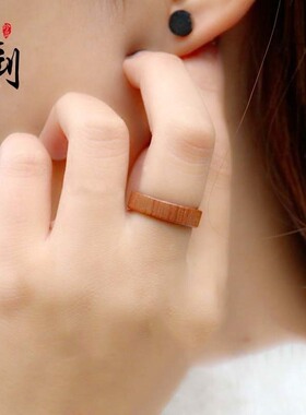 大叶黄花梨木紫檀木手工男女情侣款士复古中国民族风指环木戒指