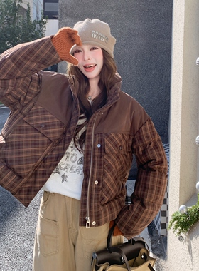 【首发新款】90绒现货格子拼接羽绒服297-1956-P285-K418