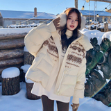 【新款】90绒现货羊羔毛拼接羽绒服297-1936-P295-K438，女装棉衣/棉服，艾艾淮淮