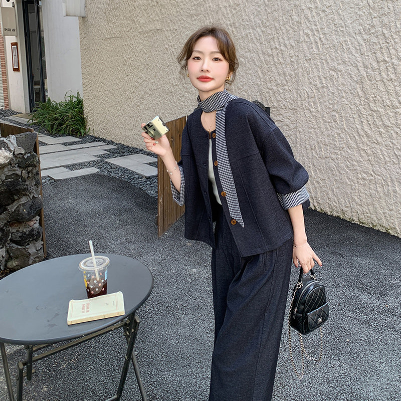 超火轻熟穿搭气质高级感牛仔套装女春秋2025新款韩系阔腿裤两件套,女装套装/套裙,艾艾淮淮