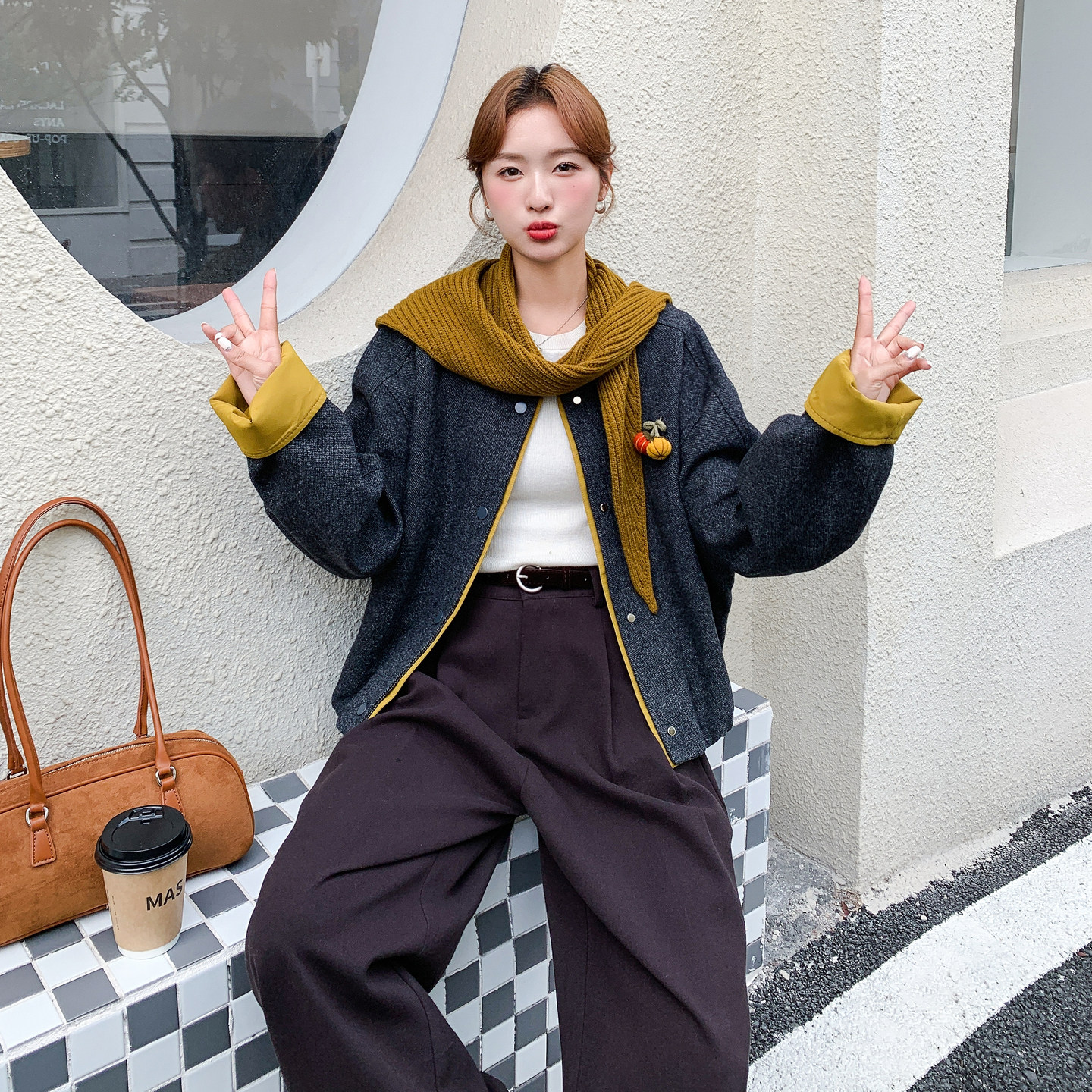 2025秋冬季新款韩版带披肩加厚毛呢外套女高级感宽松显瘦呢子大衣,女装套装/套裙,艾艾淮淮
