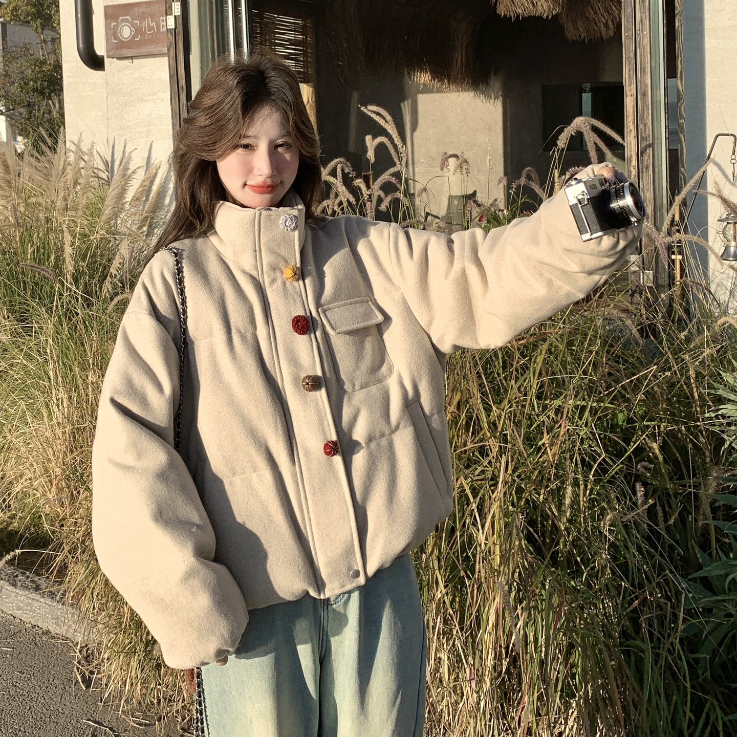 【新款】90绒 现货 立领彩虹扣羽绒服外套297-1974-P295-K438图片