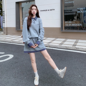 现货 格子 拼接灰色套装297-1717-P145-K208图片