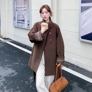 首发新款 P185 现货袖 1820 K268 口刺绣民族风收腰毛呢外套297