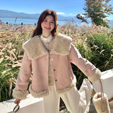 【新款】现货海军领皮毛一体配包包297-1035-P195-K288，女装短外套，艾艾淮淮