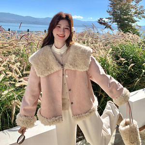 【新款】现货 海军领 皮毛一体 配包包297-1035-P195-K288，女装短外套，艾艾淮淮