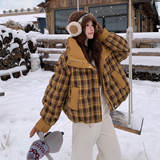 【新款】90绒现货格子拼接羽绒服297-1905-P305-K448，女装棉衣/棉服，艾艾淮淮