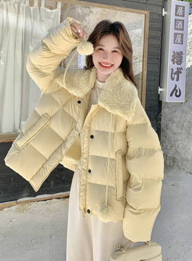 【首发新款】90绒 现货 羊羔毛 拼接羽绒服297-1933-P315-K458