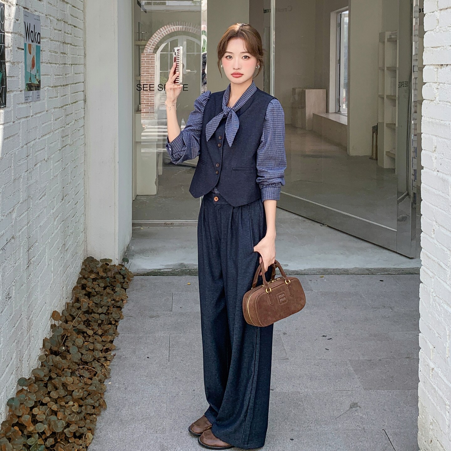 【新款】现货马甲+衬衫+阔腿裤三件套297-1758-P185-K258,女装套装/套裙,艾艾淮淮