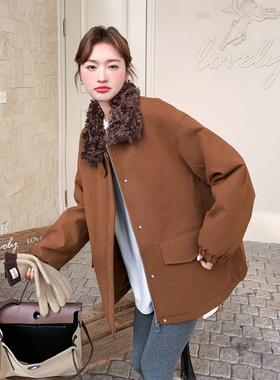 【首发新款】90绒现货 羊羔毛 领子拼接羽绒服297-1881-P275-K408