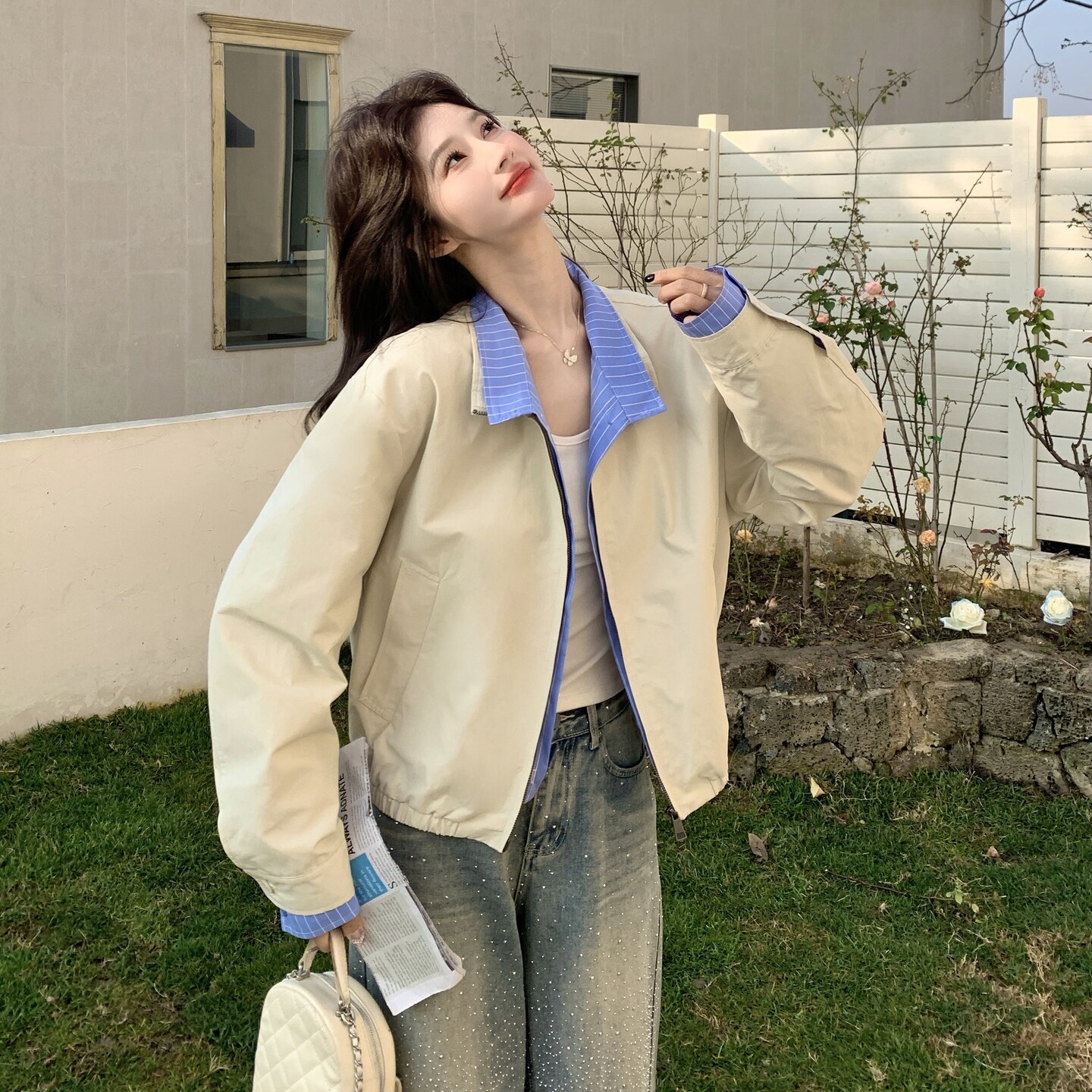 【新款】现货假两件拼接外套297-1994-P155-K248，女装短外套，艾艾淮淮