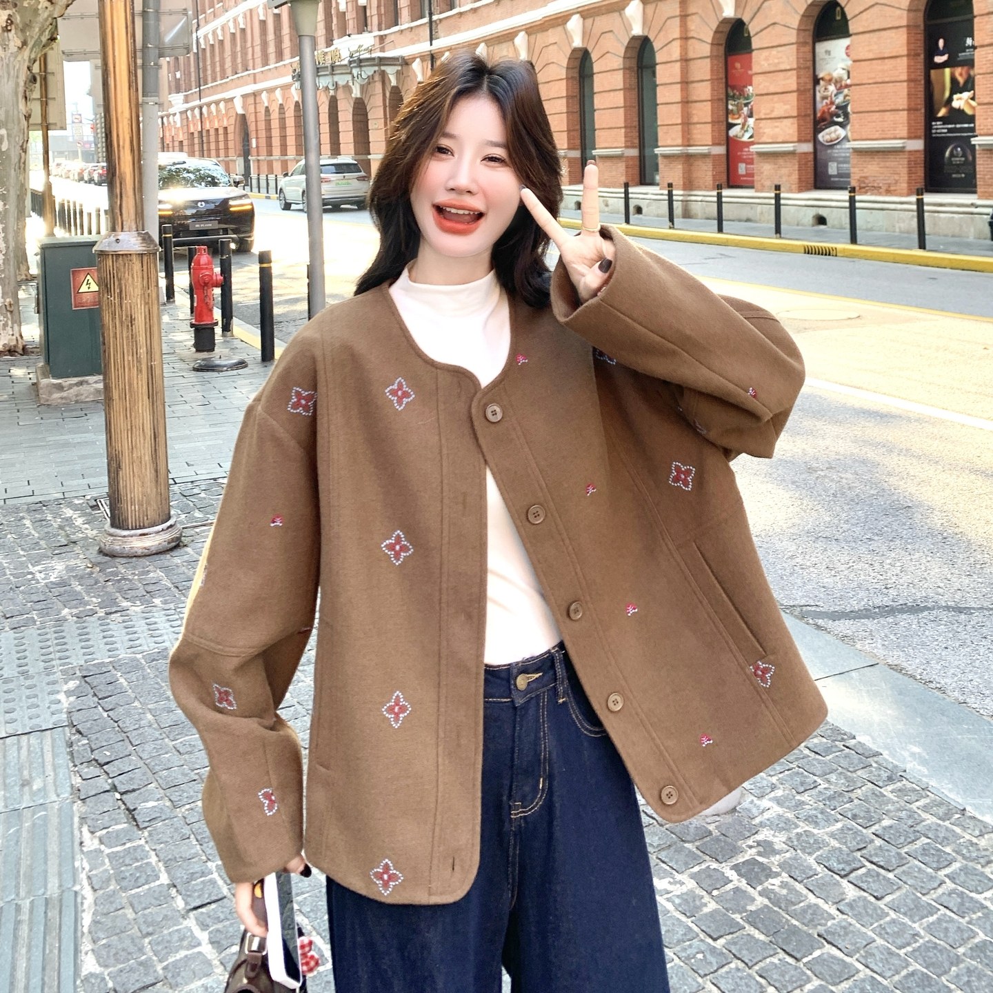 【新款】现货刺绣毛呢外套297-1772-P165-K238,女装短外套,艾艾淮淮