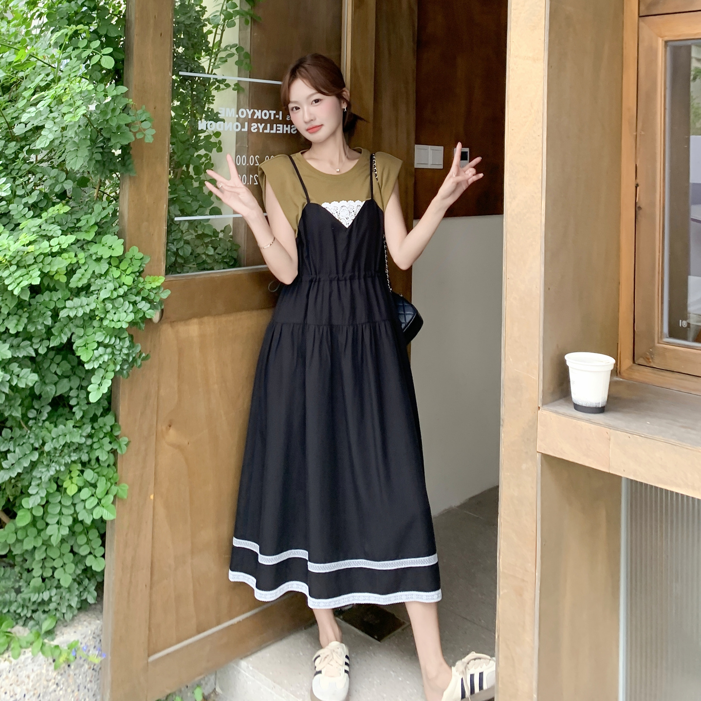 【新款】现货拼接假两件连衣裙297-1618-P145-K208，女装连衣裙，艾艾淮淮