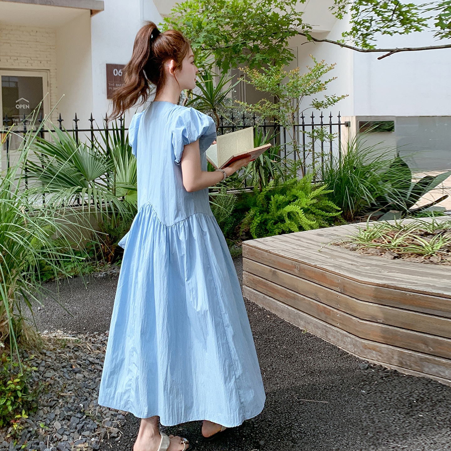 【新款】现货泡泡袖收腰连衣裙297-1502-P145-K208，女装连衣裙，艾艾淮淮
