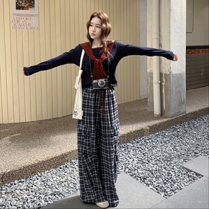 现货上衣+阔腿 裤 +披肩 套装297-1723-P155-K218，女装套装/套裙，艾艾淮淮