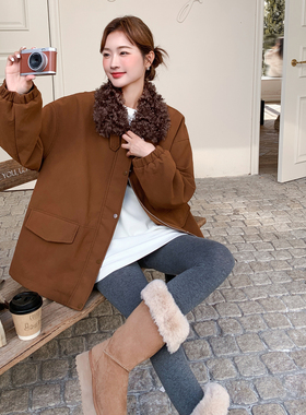 【首发新款】90绒现货羊羔毛领子拼接羽绒服297-1881-P275-K408