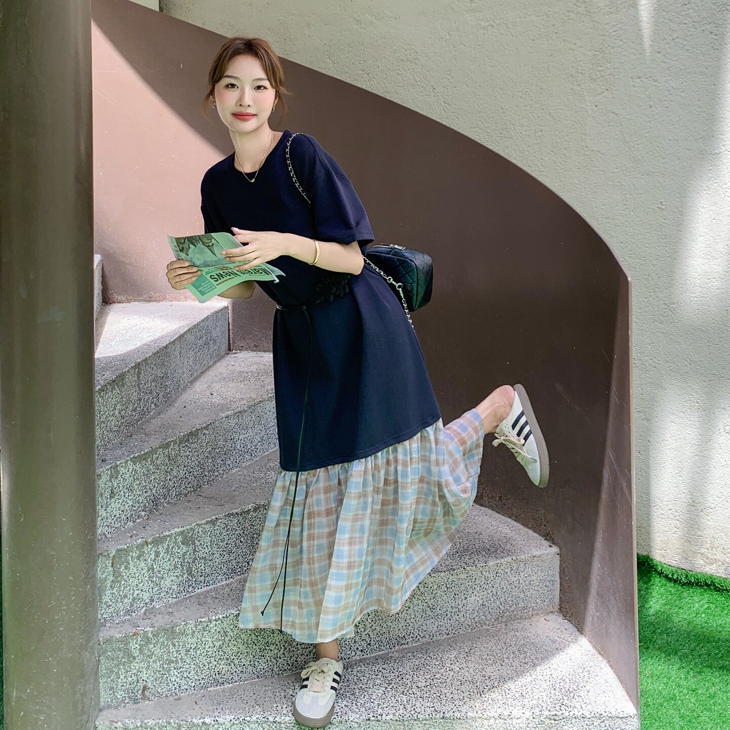 【新款】现货拼接连衣裙297-1512-P135-K198,女装连衣裙,艾艾淮淮