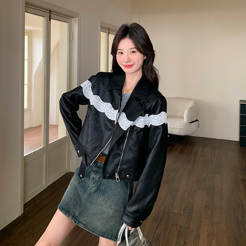 现货休闲显瘦蕾丝拼接外套297-1185-P145-K208,女装短外套,艾艾淮淮