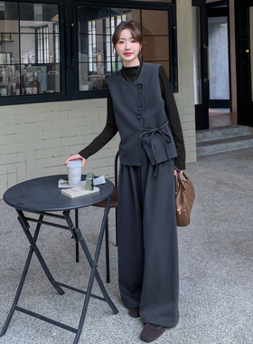 【首发新款】现货灰色马甲+阔腿裤+打底 三件套297-950-P175-K258