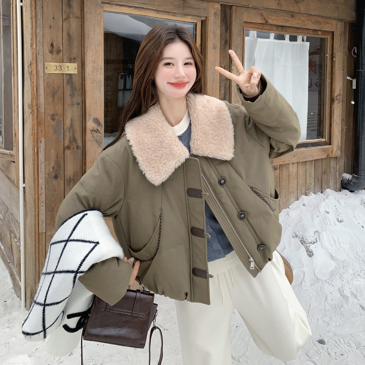 【新款】90绒现货羊羔毛拼接羽绒服297-1937-P285-K418,商品下架区,艾艾淮淮