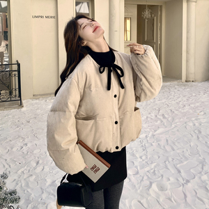 【新款】90绒 现货 韩系系带羽绒服297-1959-P295-K438，女装短外套，艾艾淮淮