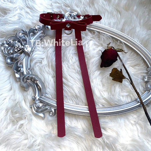 原创设计蝴蝶结项圈皮choker纯欲