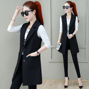 马甲女2026年春秋季新款外穿时尚中长款西装马夹外套百搭坎肩背心