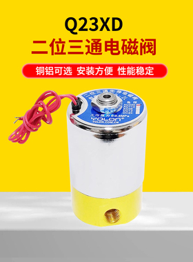 电磁阀先导阀DC24V气动二位三通开关真空控制阀 220V铜铝Q23XD-2L