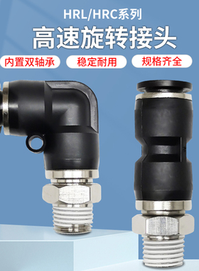 气动高速旋转接头360度万向快插气管直角KSL直通KSH8-02-10-0304