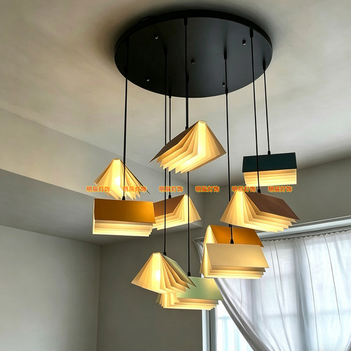 非标定制 DIY设计圆10头书本造型吊灯图书馆文艺书院吊顶装饰吊灯