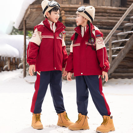 秋冬季冲锋衣小学生班服三合一幼儿园园服学院中国风统一儿童校服
