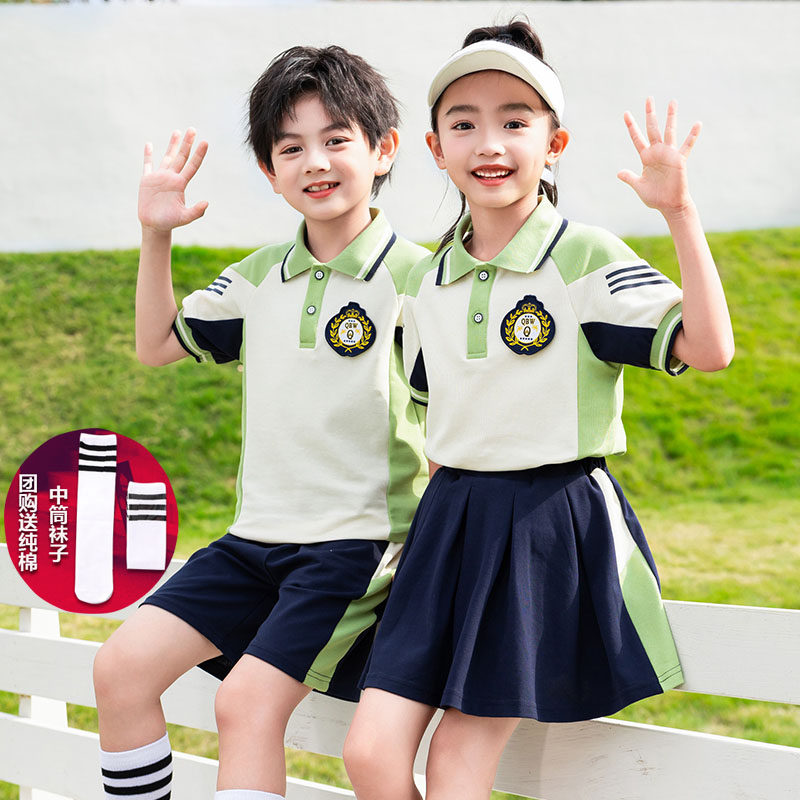 夏季小学生校服春秋季短袖套装幼儿园园服学院一年级儿童运动班服