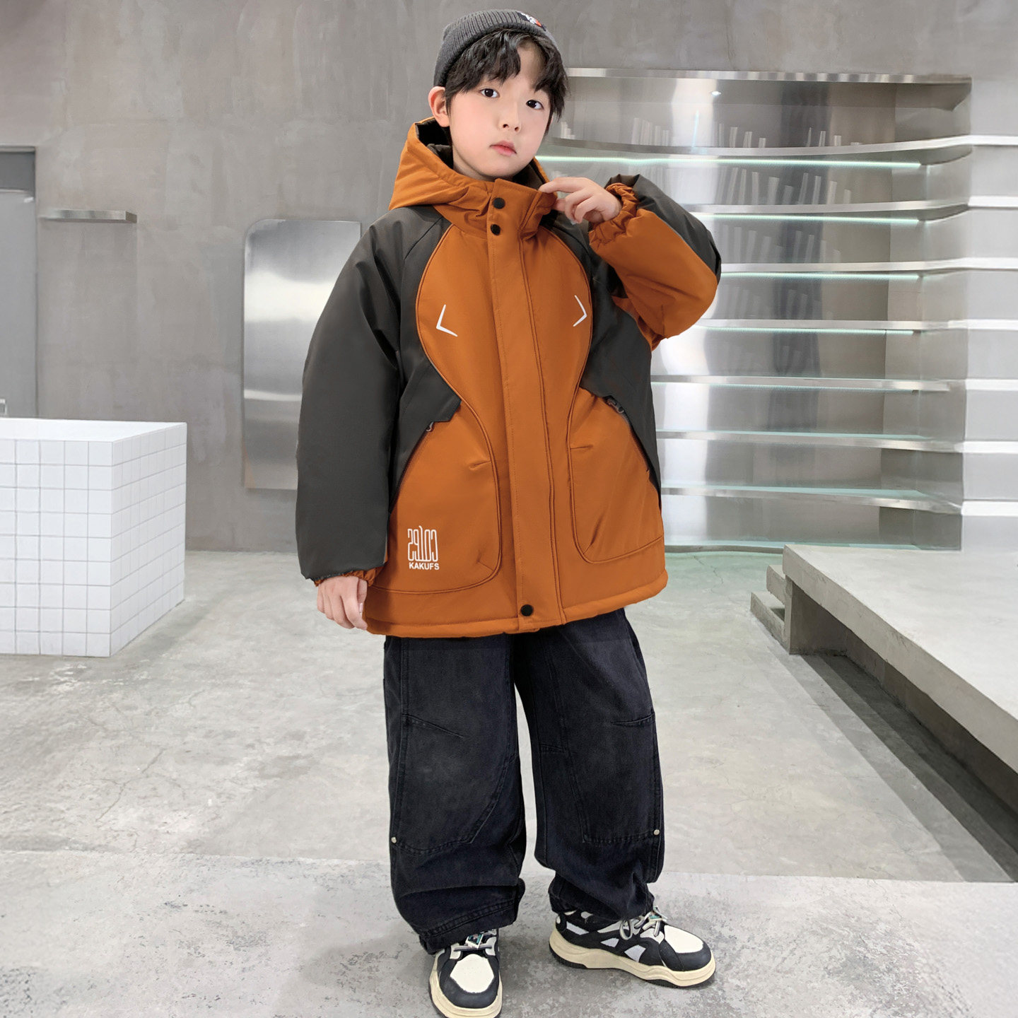 男童加厚棉服冬季连帽儿童外套潮