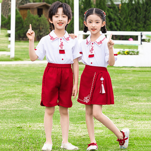 夏季 英伦中国风学院运动会表演服幼儿园服 小学生校服儿童短袖 套装