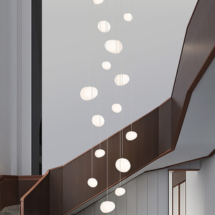 鹅卵石楼梯灯长吊灯2023年新款简约复式公寓loft别墅挑空吊灯客厅