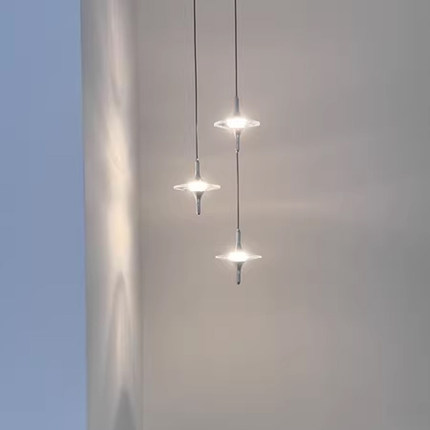 轻奢水晶吊灯创意星星床头灯玄关吊灯loft复式楼挑空旋转长吊线灯