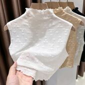 假领领子百搭女子女高挡百搭蕾丝毛衣高领无袖 网纱打底上衣背心