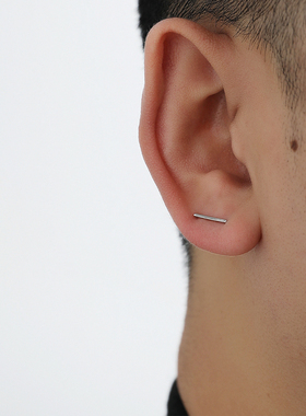 YiJian Studio925纯银订书机耳钉男睡觉不用摘简约耳饰女小众潮流
