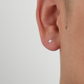 YiJianStudio s925纯银耳钉男生单只八芒星耳环女日常小号耳饰品