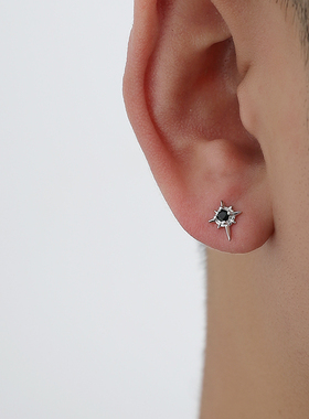 YiJian Studio星芒925纯银高街耳钉男生锆石ins女耳饰简约个性
